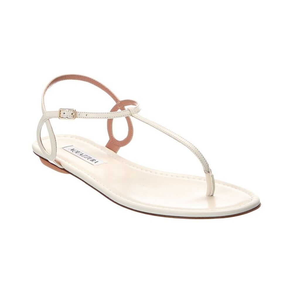 Aquazzura Bare Leather Sandal, White